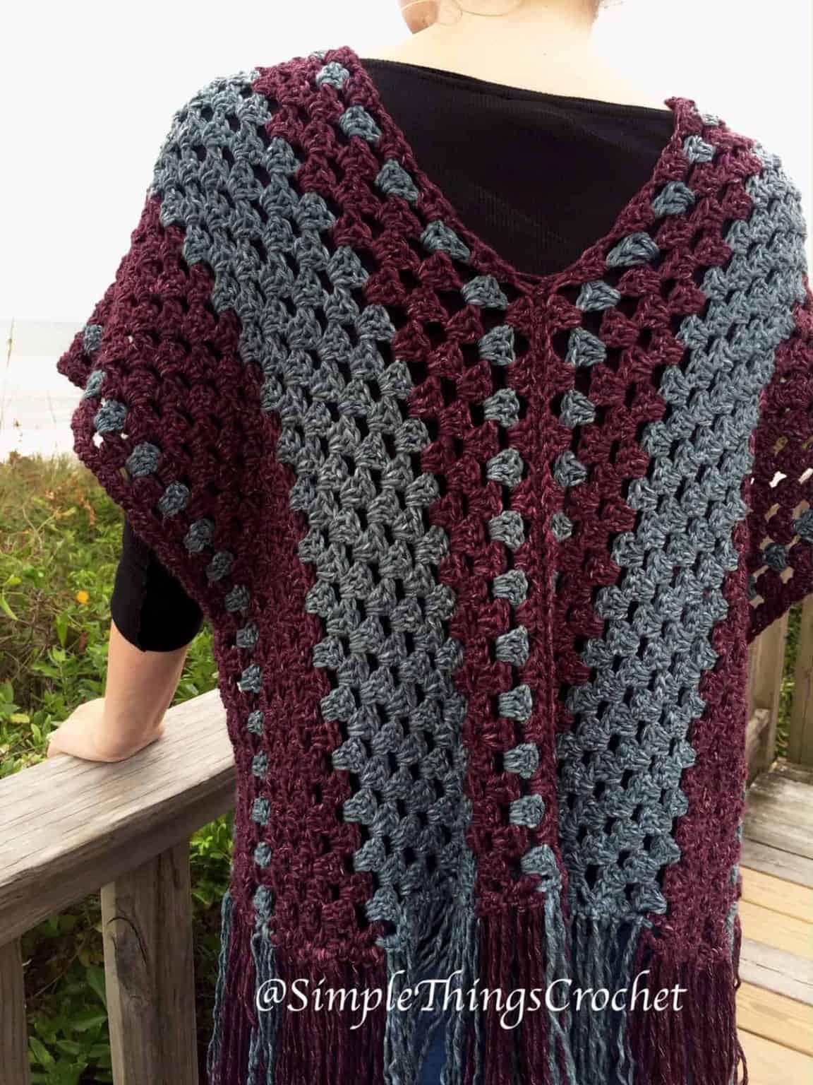 Beginner Poncho Top with Lion Brand Jeans Yarn